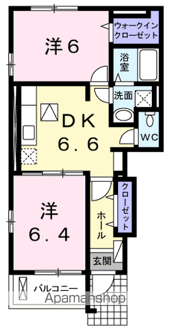 ア・ラ・モード ヴィラ B棟(2DK/1階)の間取り写真