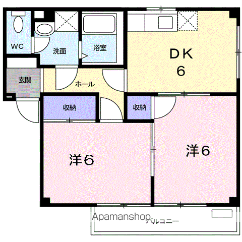 セードル明神(2DK/2階)の間取り写真