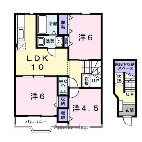 グリーンパークサイドC(3LDK/2階)の間取り写真