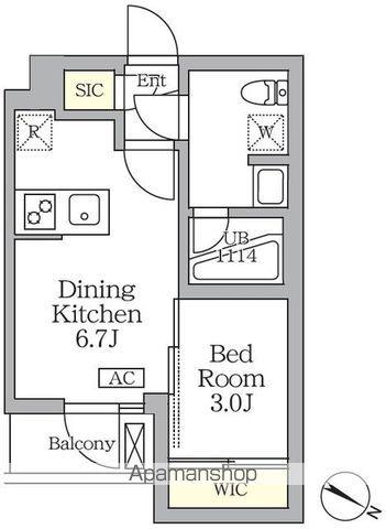 アジールコート三宿テラス(1DK/4階)の間取り写真