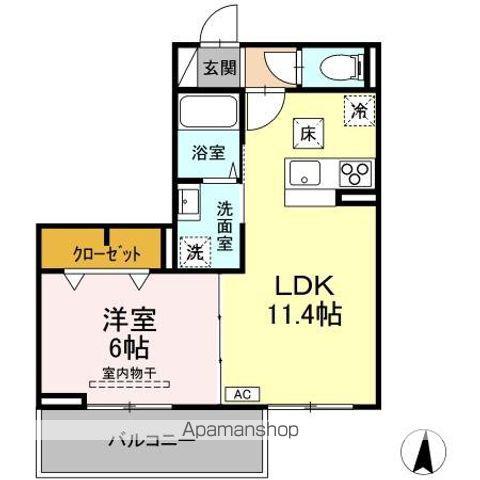 GRACE SEA(1LDK/1階)の間取り写真