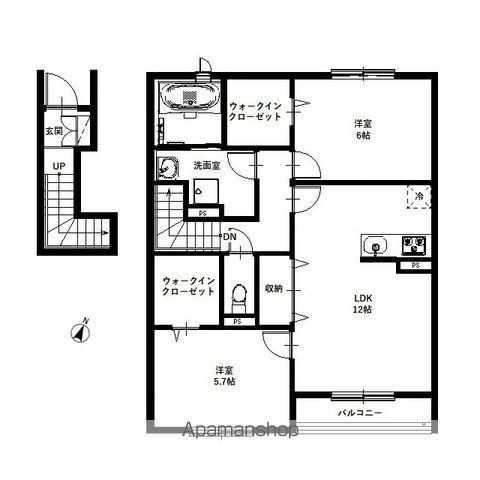 リーブル結(2LDK/2階)の間取り写真