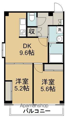 プリエ白鳥(2DK/3階)の間取り写真