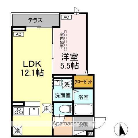 エルタスコート成田町(1LDK/1階)の間取り写真
