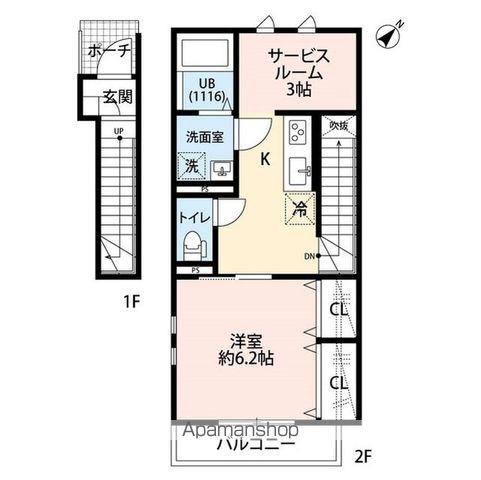 クレール 大畑(1K/2階)の間取り写真