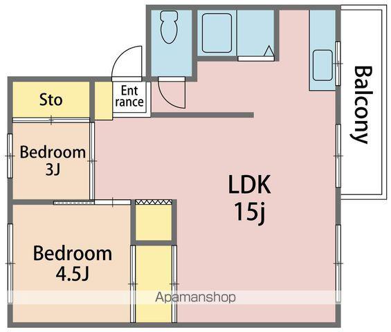 四宮ニューハウス(2LDK/2階)の間取り写真