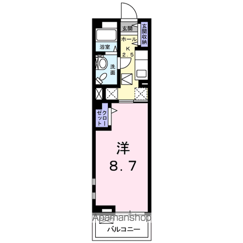 ヌフ・プロムナード(1K/1階)の間取り写真