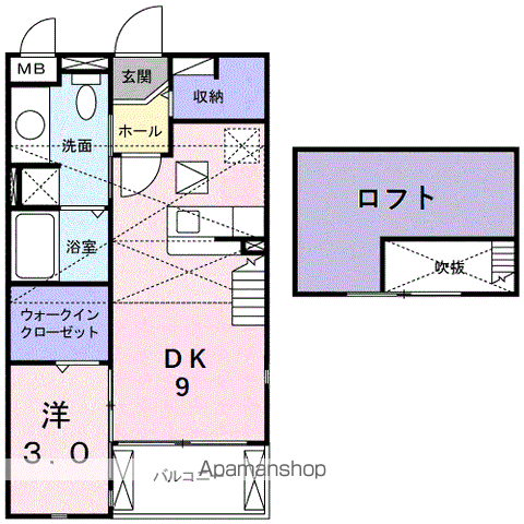 フローラミルト(1DK/2階)の間取り写真