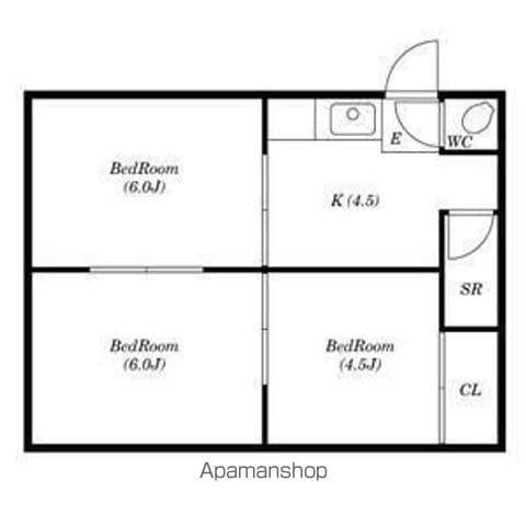金岡ビル(3K/4階)の間取り写真
