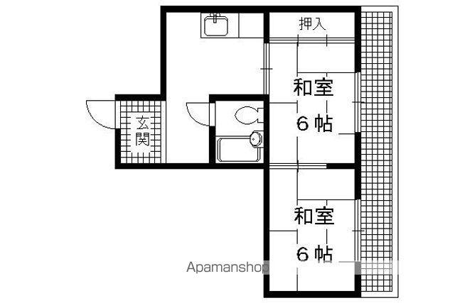コーポ早河(2DK/3階)の間取り写真