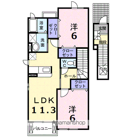 マナマルベリーB(2LDK/2階)の間取り写真