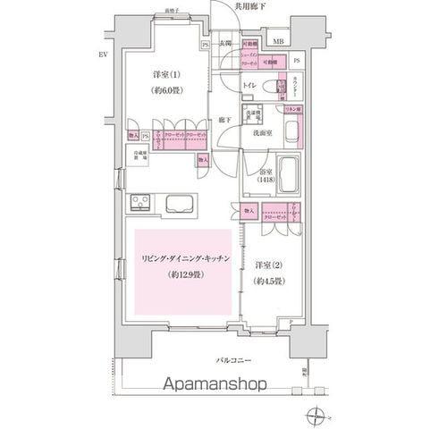ディームス木場(2LDK/2階)の間取り写真