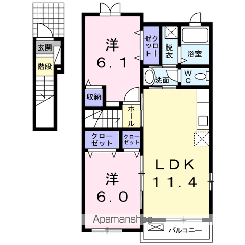 サン・オアシスⅠ(2LDK/2階)の間取り写真