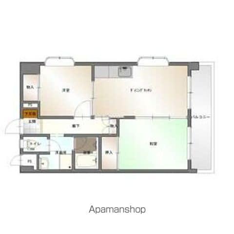 グレイス山の手(2DK/3階)の間取り写真