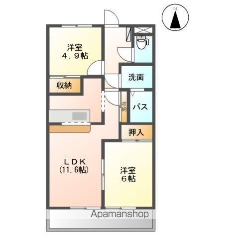 エンジェルウイング(2LDK/2階)の間取り写真