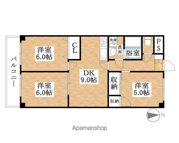 TステージミカーレⅠ(3DK/2階)の間取り写真