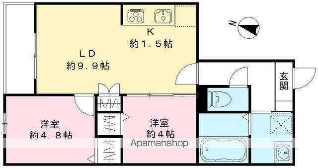 ハーモニー多摩平(2LDK/2階)の間取り写真