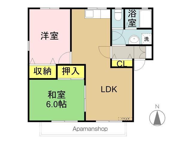 グランパレ陽向C棟(2LDK/2階)の間取り写真