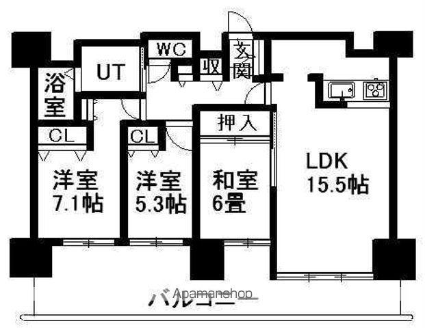 オリエンタルコート大友(3LDK/11階)の間取り写真