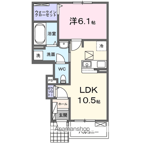 グレイス キュウエイ(1LDK/1階)の間取り写真