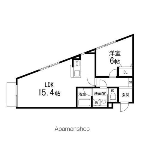 ARRIVARE仙台東(1LDK/1階)の間取り写真