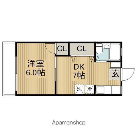 コーポあすか(1DK/2階)の間取り写真