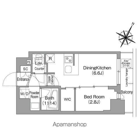 コンフォリア・リヴ新中野サウス(1DK/8階)の間取り写真