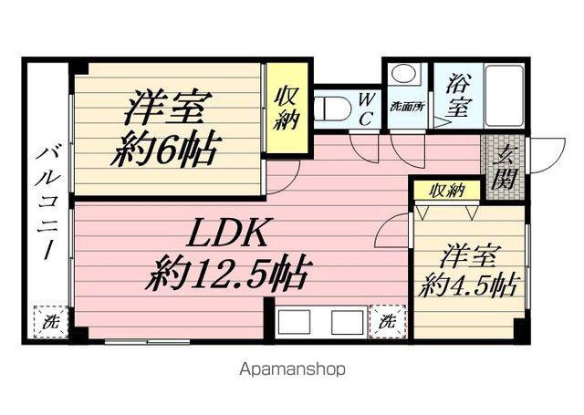 プリンシパル羽村(2LDK/2階)の間取り写真