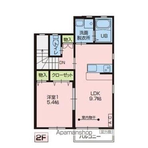 ラルゴリーヴァ(1LDK/2階)の間取り写真