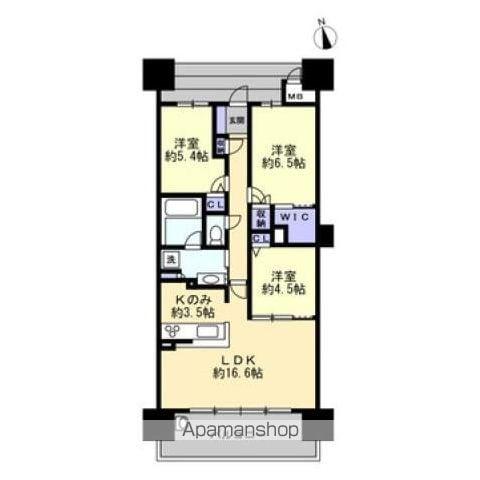 グラディス高松ザ・タワー(3LDK/3階)の間取り写真
