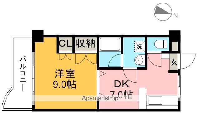 ドリームハウス3(1DK/6階)の間取り写真