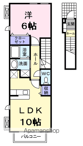 サンライズヴィラⅡ(1LDK/2階)の間取り写真