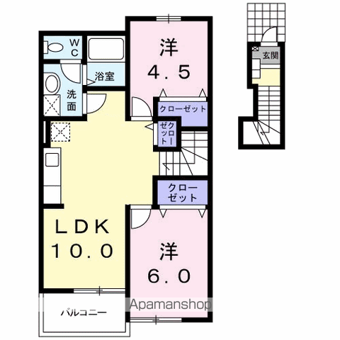 トランキル梓B(2LDK/2階)の間取り写真