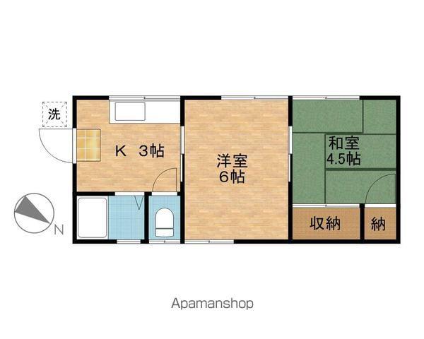 サンライズハイツ(2K/2階)の間取り写真