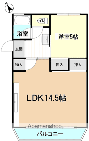 小滝グリーンハイツ(1LDK/4階)の間取り写真