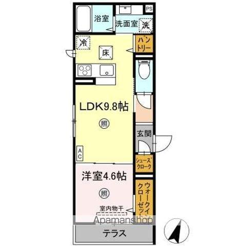 レーヴ・ウェル松代(1LDK/1階)の間取り写真