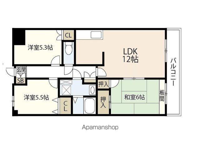 メープルヒル髙林(3LDK/3階)の間取り写真