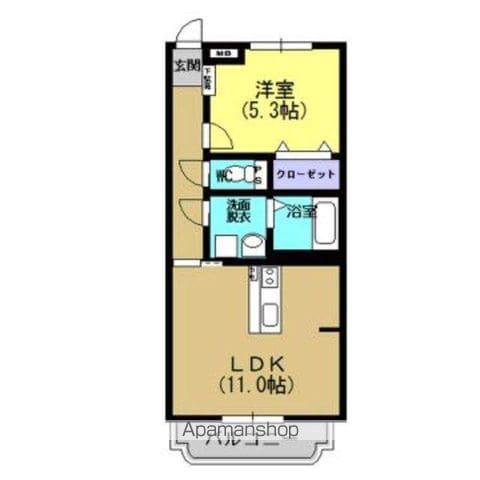 PARASIA(1LDK/3階)の間取り写真