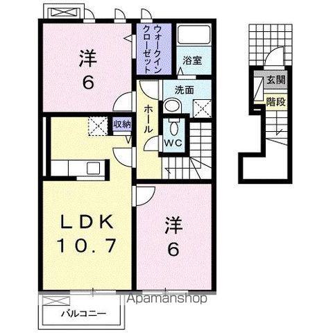 ルースデラプレッソⅢ(2LDK/2階)の間取り写真