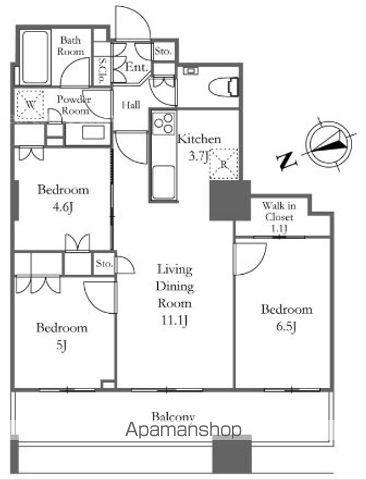 ザ・パークハウス西新宿タワー60(3LDK/32階)の間取り写真