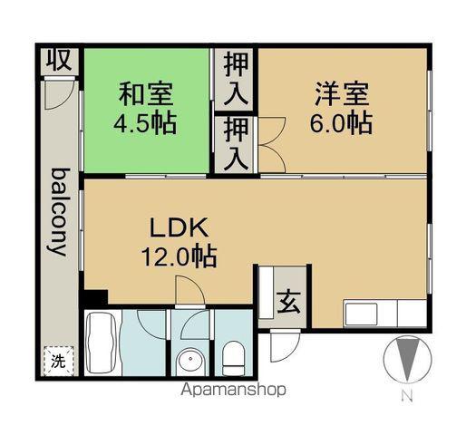 石刀マンション(2LDK/3階)の間取り写真