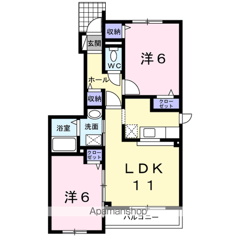 クレールヴィラ(2LDK/1階)の間取り写真