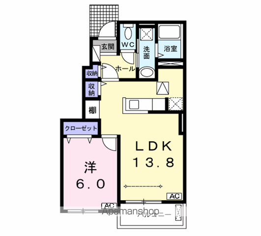 エバーロング(1LDK/1階)の間取り写真