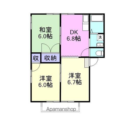 ウエストコーポ(2LDK/2階)の間取り写真