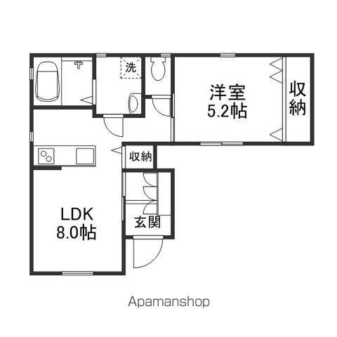 てぃーら(1LDK/1階)の間取り写真
