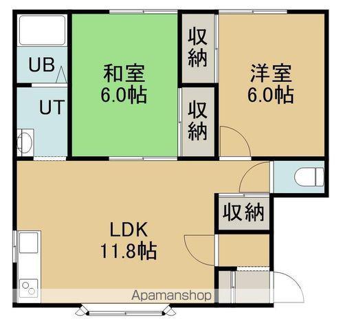 マンションあけぼの(2LDK/2階)の間取り写真