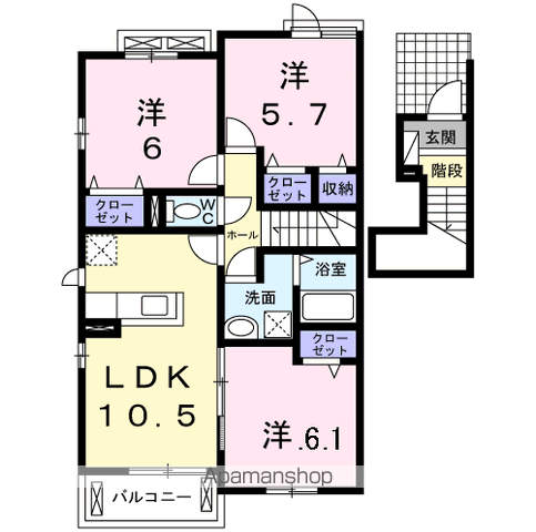 オルテンシアⅠ(3LDK/2階)の間取り写真