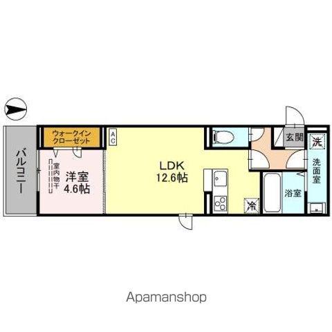 D-ROOM盛岡本宮 D棟(1LDK/3階)の間取り写真