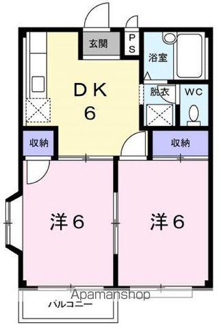 エクセレントシャトー(2DK/2階)の間取り写真