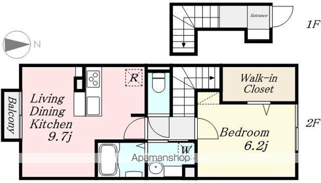 ルフレ舟橋(1LDK/2階)の間取り写真